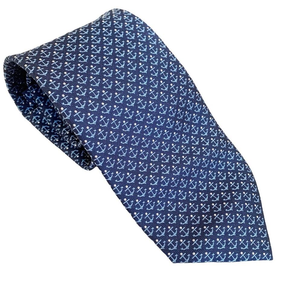 Nautica Blue Mini Anchor Print 100% Silk Tie